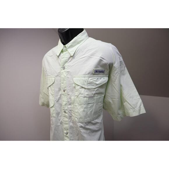 Columbia PFG Vented Fishing Shirt Light Green Performance Camp Shirt Mens Large - Picture 4 of 13